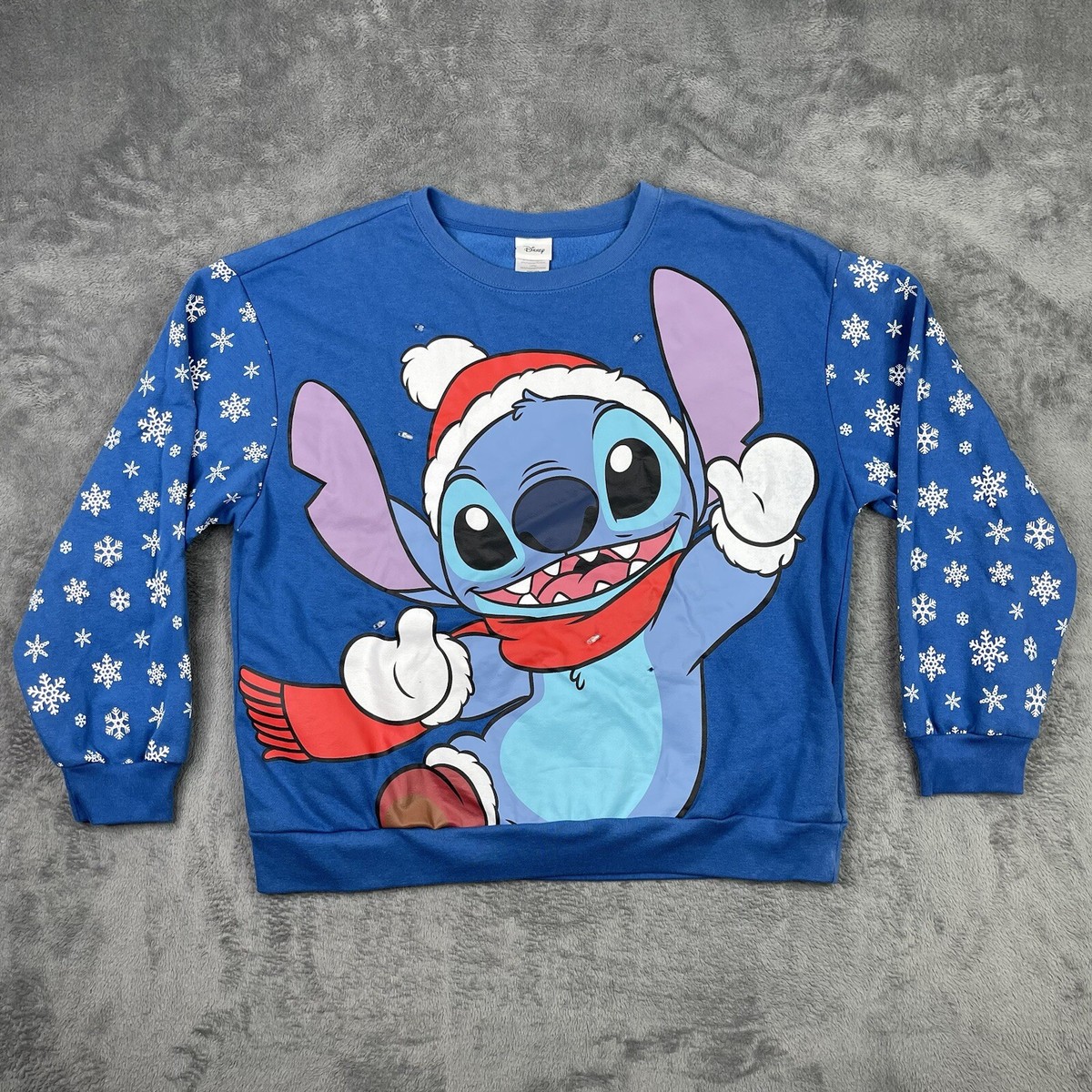 Lilo Stitch Shirt Youth XL Blue Sweater Light Up Disney Ugly
