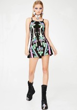 Club Exx Dolls Kill Mushroom Mini Glow In The Dark Rave Dress XS Festival Party