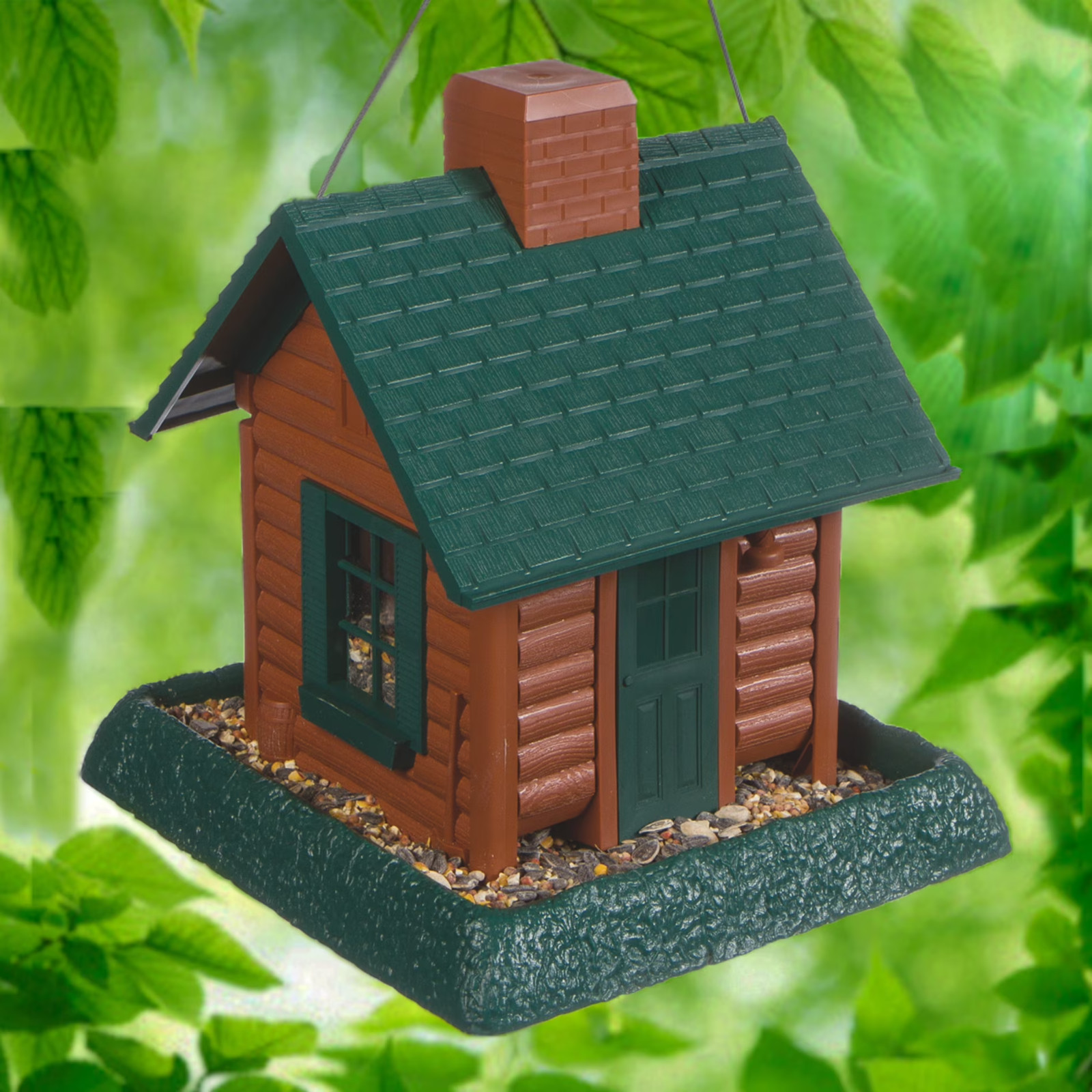 North States Village Collection Brown Log Cabin Hopper Bird 