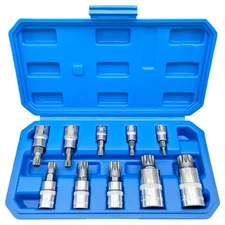 XZN Triple Square Spline Bit Socket Set, Premium S2 and Cr-V Steel | 10-Piece...