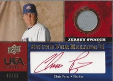 2008 USA Baseball Bound for Beijing II Sig. Jersey Chris Perez Jersey/Auto/50 BB