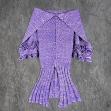 Hand Made Purple Crochet Mermaid Tail Adult Sized Blanket