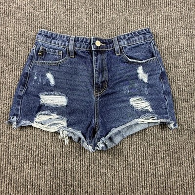 KanCan Los Angeles Size 26/5W Distressed Dark Wash Denim Shorts KC9206D