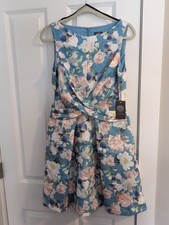 NWT Vince Camuto Women’s Coquette Pastel Floral Jacquard Fit & Flare Dress Sz 10