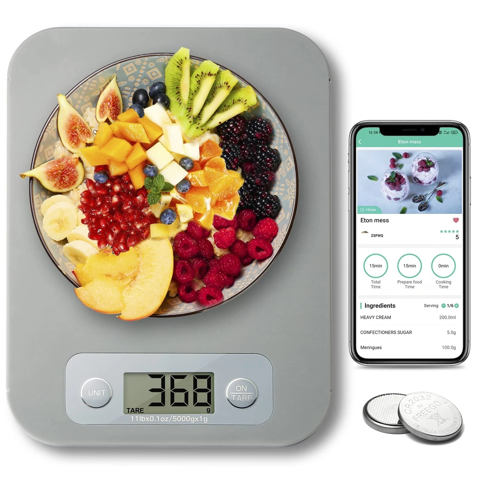 Smart Food Scale for Calorie Counting, Digital Food Scale with Nutritional Ca...