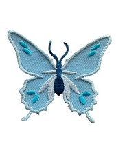 Butterfly Embroidered Iron On Jacket Patch - Cute Insect Blue 161-J