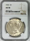 1923 Silver Peace Dollar, NGC AU-58