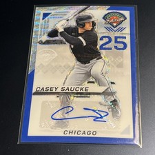 2025 Panini Prospect Edition Casey Saucke BLUE WAVE PRIZM AUTO #'d 36/75 (CL7)