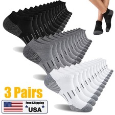 3 Pairs Men's Athletic Ankle Socks Moisture Wicking Cushion Running Low Cut Sock