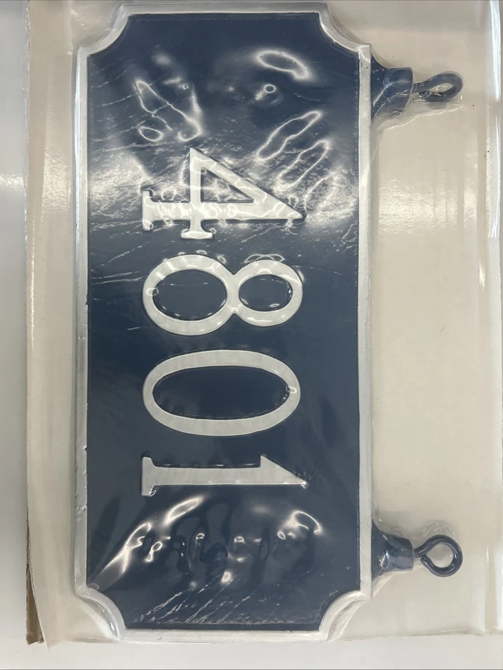 4801 House Number Sign Mailbox Fence Hanging Blue Silver/Grey 16” X 7.5” - Image 4 of 4