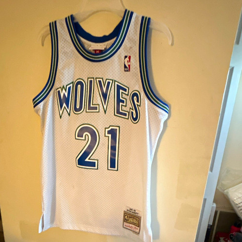 Mitchell & Ness Kevin Garnett #21 Minnesota Timberwolves Jersey M White