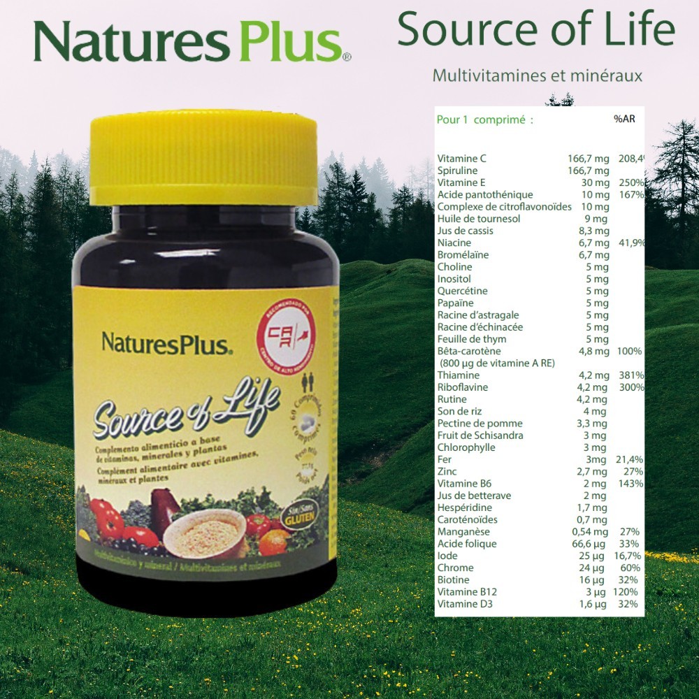 Source of Life NaturesPlus - Complément multivitaminé complet de 60 comprimés