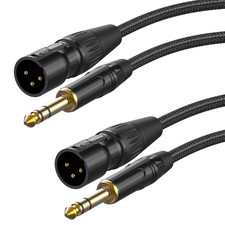 XLR Male to 1/4, TRS to XLR 2Packs Gold-Plated Connectors Nylon Braided, Quar...