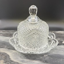 VTG Avon Fostoria Clear Pressed Glass Domed B...