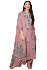 Women's Cotton Blend Straight Hand Block Printed Kurta with Pant Dupatta
