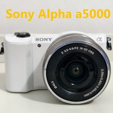 Sony Alpha a5000 Mirrorless Digital Camera White 16-50mm Lens White Tested