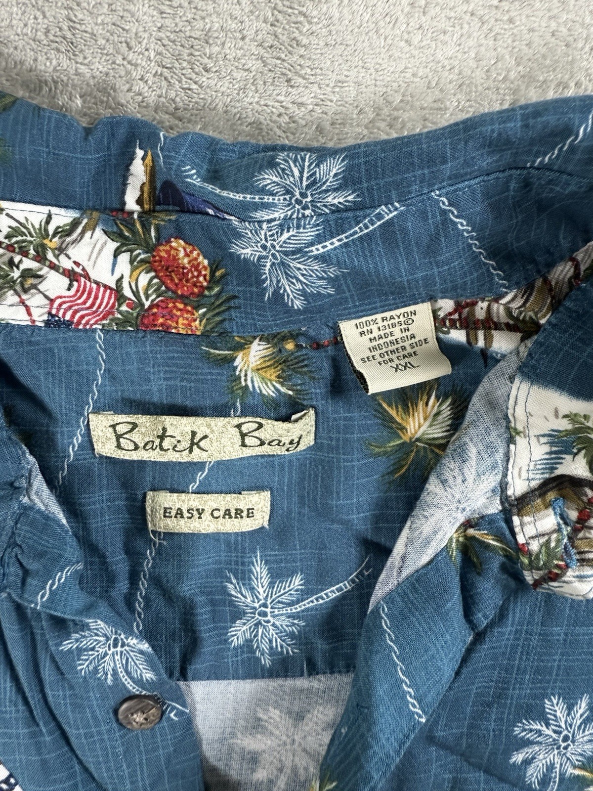 Batik Bay 2X Hawaiian Shirt Palm Tree USA FLAG AMERICA BEACH,  Biker Moto Comfrt