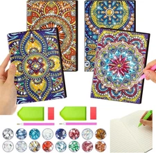 Ctosree 4 Pcs Diamond Art Notebook Kits 8.3 x 5.5 inches/ 21 x 14 cm, Flower 