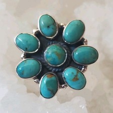 Southwest 925 Sterling Silver Natural Blue Tu...