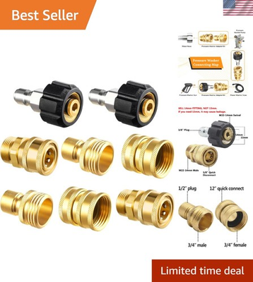 #ad 8 Piece Pressure Washer Quick Disconnect Kit M22 14mm amp; 3 8” Fittings $54.58