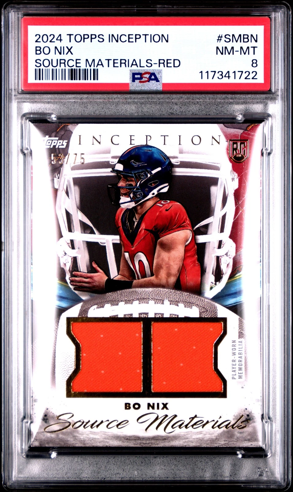 Bo Nix Topps Inception Source Materials #SMBN Red