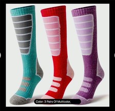 3 Pairs Merino Wool Ski Socks Med.