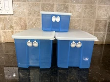 Tupperware FridgeSmart Vented Refrigerator Storage Container Large Blue 3 Piece