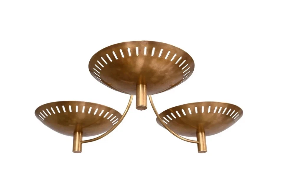 3-ламповая изогнутая купольная люстра из необработанной латуни с креплением от ILZ - Изображение 3 из 4