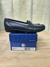 SAS 1550-011 Women's SIMPLIFY Navy Leather Slip On Loafers Made In USA 7.5 N