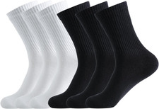Freshpairs Women's Organic Cotton Crew Socks, Soft One Size, 3black 3white