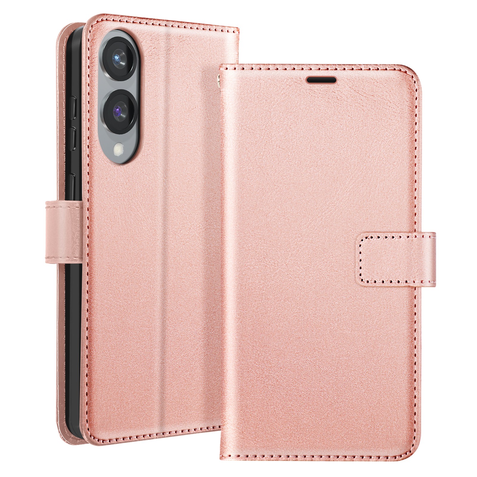 Étui à rabat portefeuille Mayaxess S25 Edge rose champagne avec porte-cartes intégré