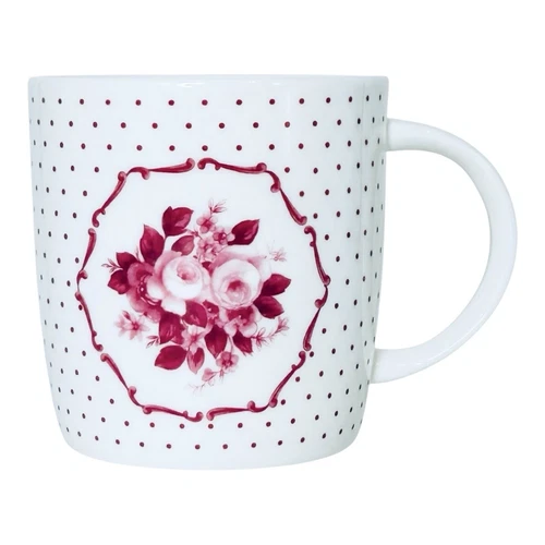 Roy Kirkham England Pink Flowers Polka Dots Fine Bone China Sophie Mug NEW