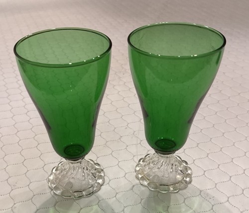 6 Anchor Hocking GREEN Berwick Boopie ICE TEAS Goblets Glass Emerald 6.75” - Picture 2 of 2