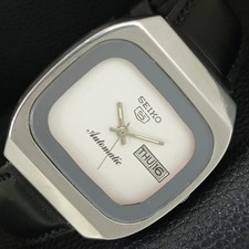VINTAGE SEIKO 5 AUTOMATIC 6309A JAPAN MENS WHITE COLOR DIAL WATCH a709810-1