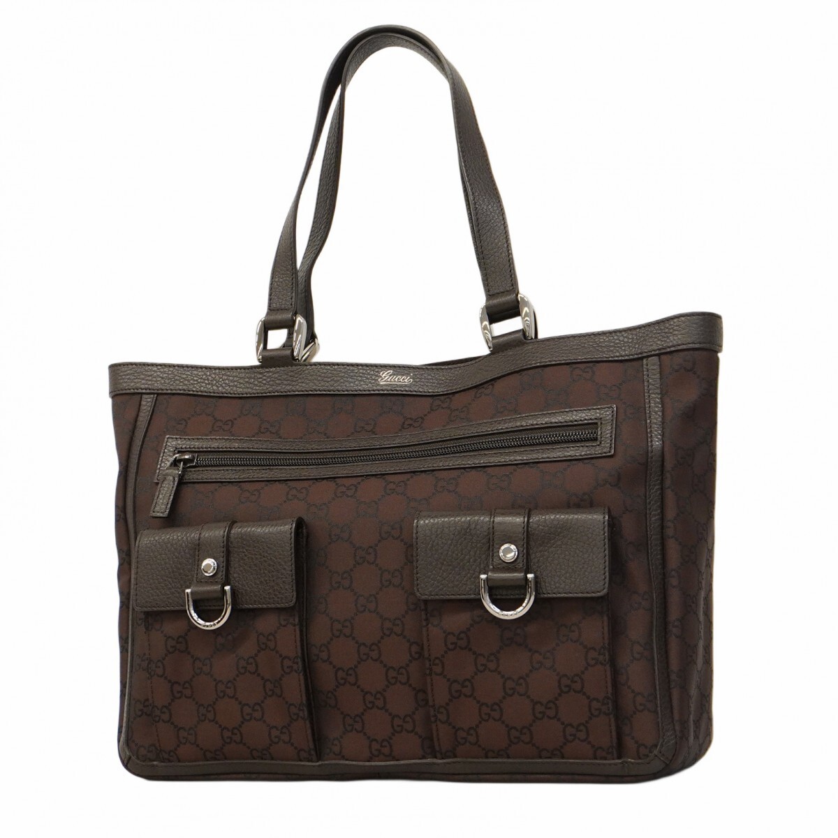 GUCCI GG Nylon Tote Bag with Silver Hardware 733642 268639