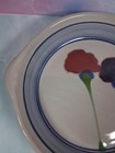 Studio Art Clay Stoneware Pottery Dish Blue Gray Floral Quiche Pie Serving Plate — photo 4
