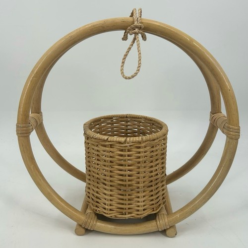 Vintage Pflanzenhalter zum Aufhängen geflochten Boho Rattan Korb Bambus Pflanzgefäß Vintage Deko
