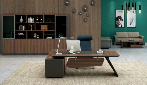 Schreibtisch Büroeinrichtung 2tlg. Set Tische Regal Chef Tisch + Aktenschrank