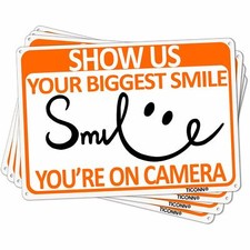Smile You're on Camera Sign Video Surveillance, Horizotal 10 x 7 Inches