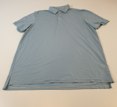 Southern Tide Polo Shirt Brrr Mens 2XL Blue White Striped Golf Performance