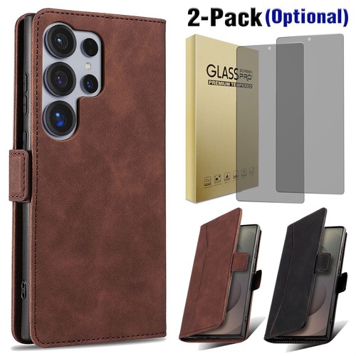 For Samsung Galaxy S25 Ultra Leather Wallet Case Cover /Privacy Screen Protector - $10.99