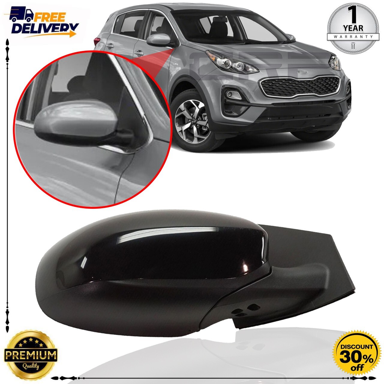 Aazon.co: Fit Syste Driver Side Irror For Kia Sportage, W/Turn Signal, W/o Power Folding