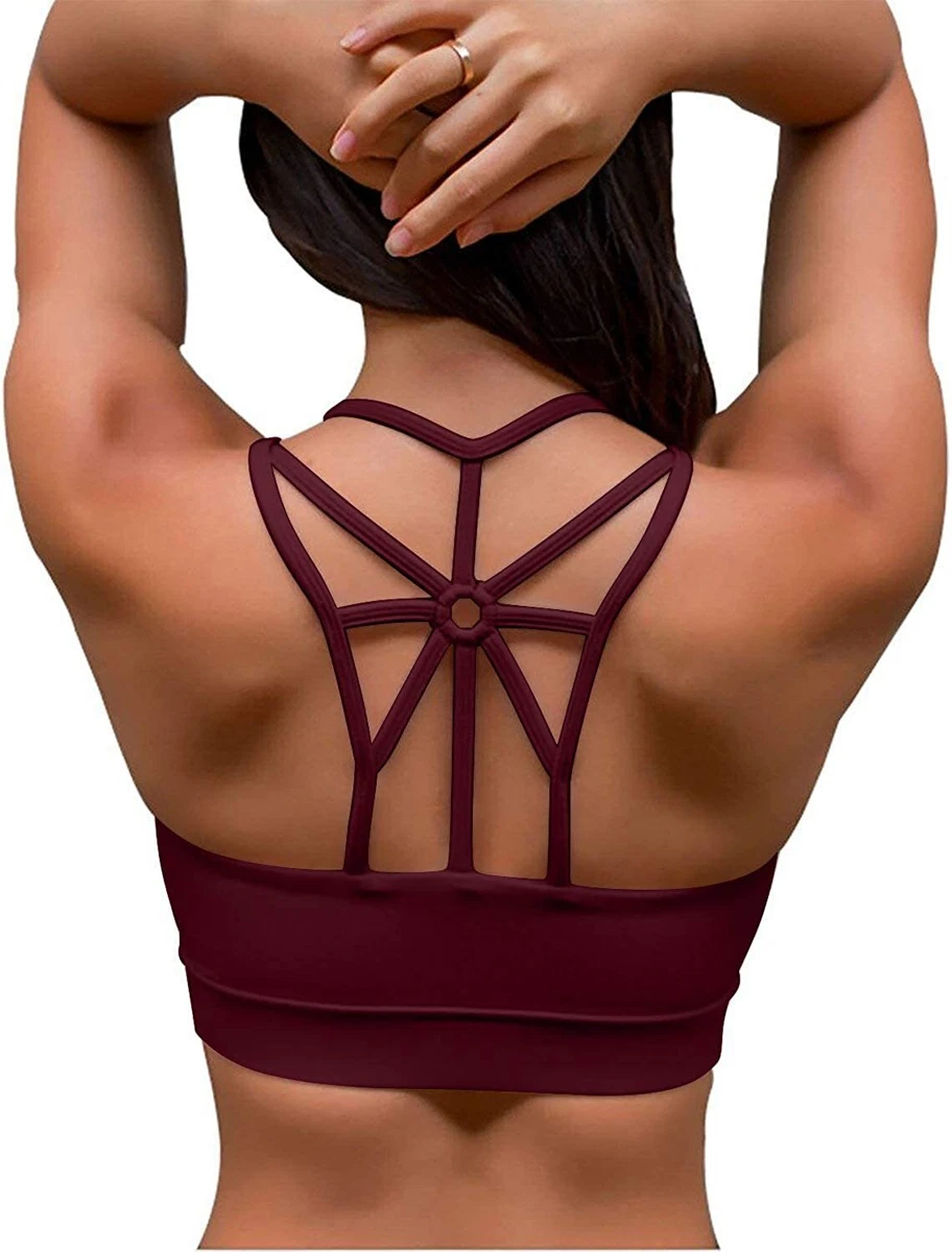 Sports Bras For Women Cross Back Padded Sports Bra Medium Support