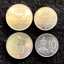 SLOVAKIA 2 Coins Set 10, 20 Halierov 2002 UNC World Coins