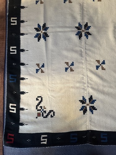 VINTAGE INDIANER/MEXIKANISCHE DECKE TEPPICH WEBEN 53” X 75” HANDGEWEBTE WOLLE - Bild 2 von 21