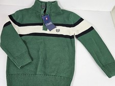 Chaps Little Boy's 3 Button Green Mock Neck Knit Sweater Size 6
