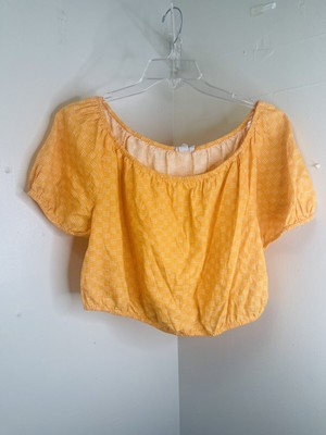 New  Ava &  Viv  Woman  Short  Sleeve  Orange Polkadot￼￼ ￼Linen Blend Size X(14)