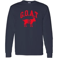 Goat Greatest of All Time New England Football Long Sleeve T Shirt - Navy
