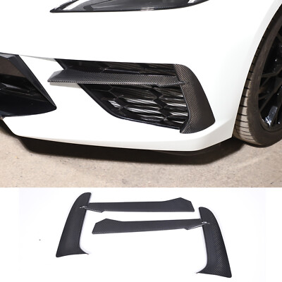 Real Carbon Fiber Front Bumper Fog Light Lamp Cover For Corvette C8 2020-2025 US