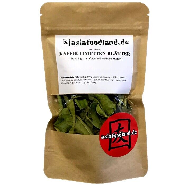 Asiafoodland - Kaffir Limetten Blätter - Lime Leaf - getrocknet - 5g